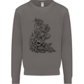 Skull Crown Biker Skull Gothic Heavy Metal Mens Sweatshirt Jumper Charcoal