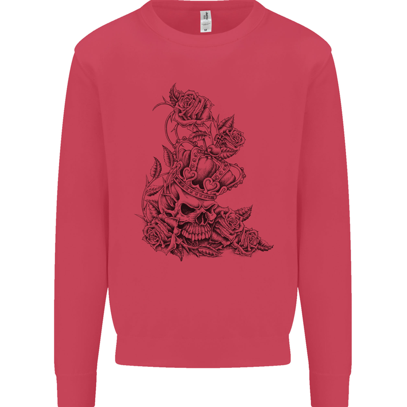 Skull Crown Biker Skull Gothic Heavy Metal Mens Sweatshirt Jumper Heliconia