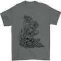 Skull Crown Biker Skull Gothic Heavy Metal Mens T-Shirt Cotton Gildan Charcoal