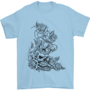 Skull Crown Biker Skull Gothic Heavy Metal Mens T-Shirt Cotton Gildan Light Blue