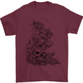 Skull Crown Biker Skull Gothic Heavy Metal Mens T-Shirt Cotton Gildan Maroon