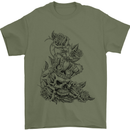 Skull Crown Biker Skull Gothic Heavy Metal Mens T-Shirt Cotton Gildan Military Green