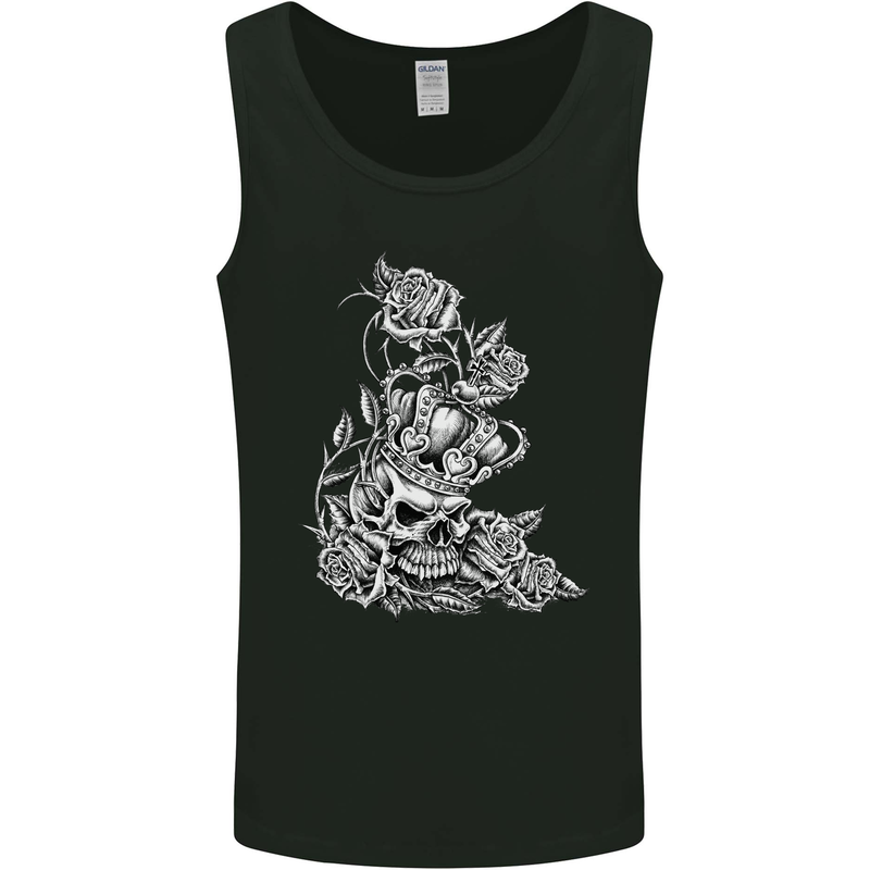 Skull Crown Biker Skull Gothic Heavy Metal Mens Vest Tank Top Black