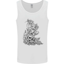 Skull Crown Biker Skull Gothic Heavy Metal Mens Vest Tank Top White