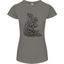 Skull Crown Biker Skull Gothic Heavy Metal Womens Petite Cut T-Shirt Charcoal