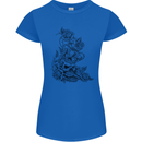 Skull Crown Biker Skull Gothic Heavy Metal Womens Petite Cut T-Shirt Royal Blue