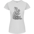 Skull Crown Biker Skull Gothic Heavy Metal Womens Petite Cut T-Shirt White