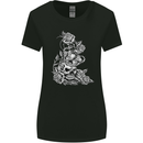 Skull Crown Biker Skull Gothic Heavy Metal Womens Wider Cut T-Shirt Black