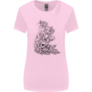 Skull Crown Biker Skull Gothic Heavy Metal Womens Wider Cut T-Shirt Light Pink