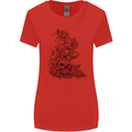 Skull Crown Biker Skull Gothic Heavy Metal Womens Wider Cut T-Shirt Red