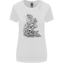 Skull Crown Biker Skull Gothic Heavy Metal Womens Wider Cut T-Shirt White