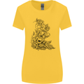 Skull Crown Biker Skull Gothic Heavy Metal Womens Wider Cut T-Shirt Yellow