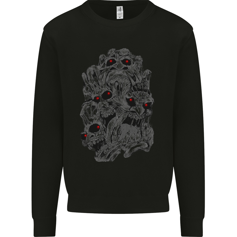 Skull Disorder Heavy Metal Biker Gothic Kids Sweatshirt Jumper Black