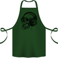 Skull Headphones Gothic Rock Music DJ Cotton Apron 100% Organic Forest Green