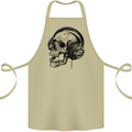 Skull Headphones Gothic Rock Music DJ Cotton Apron 100% Organic Khaki