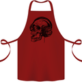 Skull Headphones Gothic Rock Music DJ Cotton Apron 100% Organic Maroon