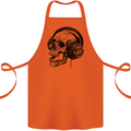 Skull Headphones Gothic Rock Music DJ Cotton Apron 100% Organic Orange