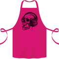 Skull Headphones Gothic Rock Music DJ Cotton Apron 100% Organic Pink