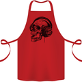 Skull Headphones Gothic Rock Music DJ Cotton Apron 100% Organic Red