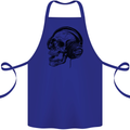 Skull Headphones Gothic Rock Music DJ Cotton Apron 100% Organic Royal Blue