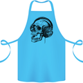 Skull Headphones Gothic Rock Music DJ Cotton Apron 100% Organic Turquoise