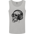 Skull Headphones Gothic Rock Music DJ Mens Vest Tank Top Sports Grey