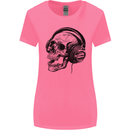 Skull Headphones Gothic Rock Music DJ Womens Wider Cut T-Shirt Azalea
