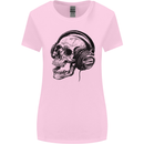 Skull Headphones Gothic Rock Music DJ Womens Wider Cut T-Shirt Light Pink