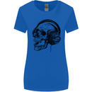 Skull Headphones Gothic Rock Music DJ Womens Wider Cut T-Shirt Royal Blue
