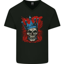 Skull King Mens V-Neck Cotton T-Shirt Black