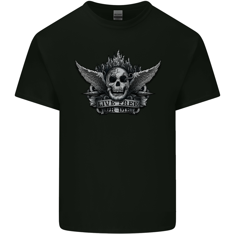 Skull Live Free or Die Kids T-Shirt Childrens Black