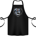 Skull Love in Barbed Wire Heart Cotton Apron 100% Organic Black