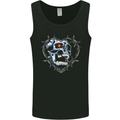 Skull Love in Barbed Wire Heart Mens Vest Tank Top Black