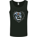 Skull Love in Barbed Wire Heart Mens Vest Tank Top Black