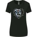 Skull Love in Barbed Wire Heart Womens Wider Cut T-Shirt Black