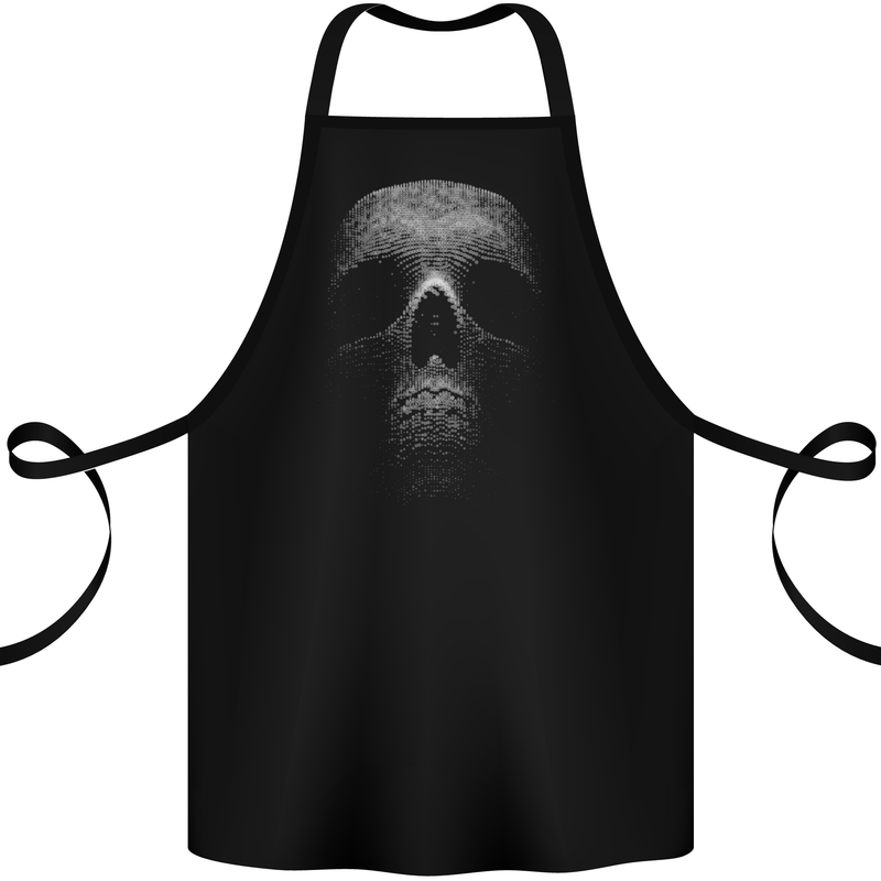 Skull Made of Circles Cotton Apron 100% Organic Black