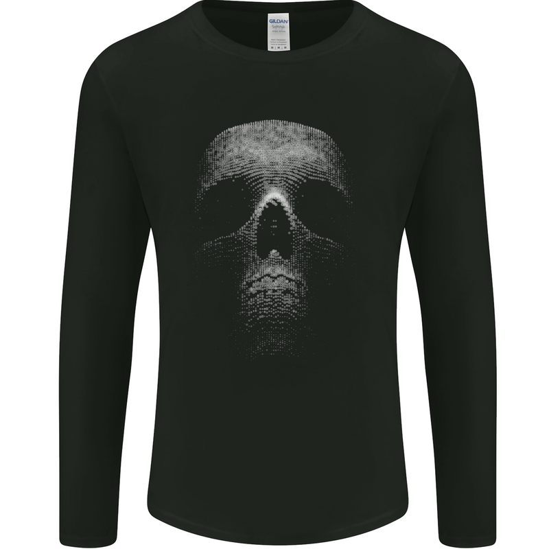 Skull Made of Circles Mens Long Sleeve T-Shirt Black