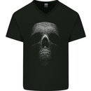 Skull Made of Circles Mens V-Neck Cotton T-Shirt Black