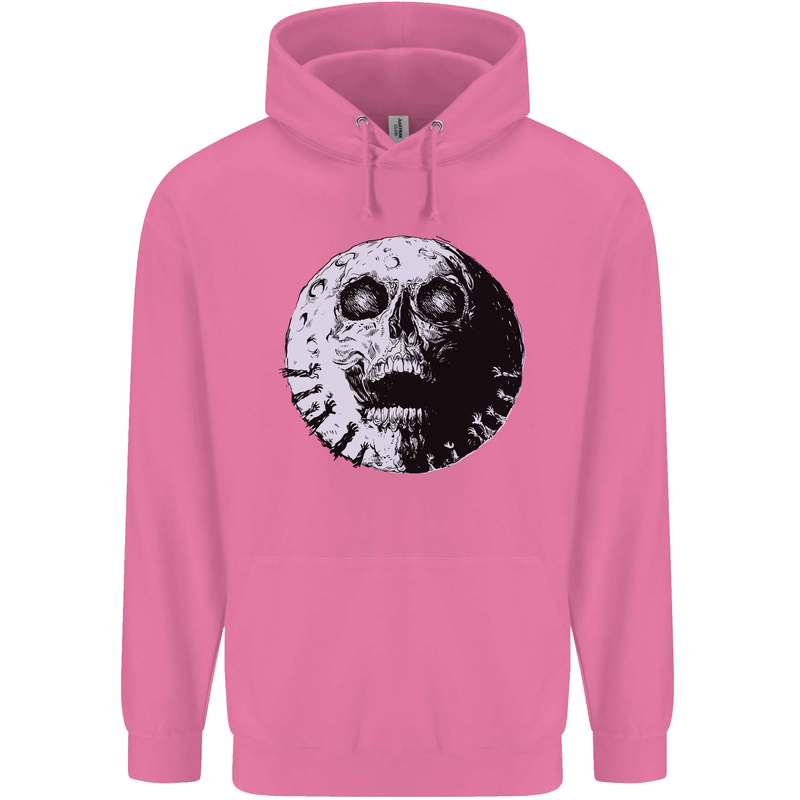 Skull Moon Gothic Halloween Zombie Biker Childrens Kids Hoodie Azalea