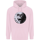Skull Moon Gothic Halloween Zombie Biker Childrens Kids Hoodie Light Pink