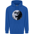 Skull Moon Gothic Halloween Zombie Biker Childrens Kids Hoodie Royal Blue