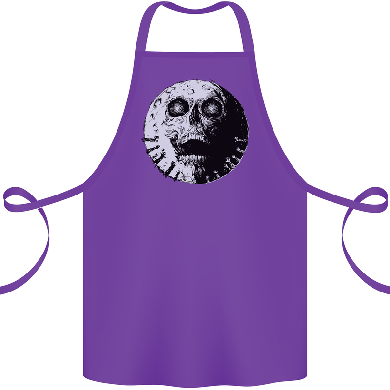 Skull Moon Gothic Halloween Zombie Biker Cotton Apron 100% Organic Purple