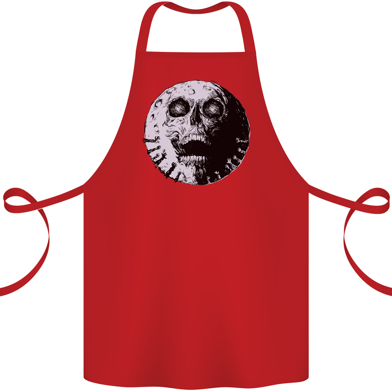 Skull Moon Gothic Halloween Zombie Biker Cotton Apron 100% Organic Red