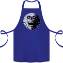 Skull Moon Gothic Halloween Zombie Biker Cotton Apron 100% Organic Royal Blue