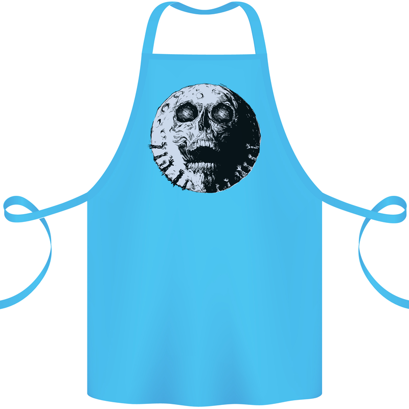 Skull Moon Gothic Halloween Zombie Biker Cotton Apron 100% Organic Turquoise