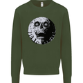 Skull Moon Gothic Halloween Zombie Biker Kids Sweatshirt Jumper Forest Green