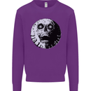 Skull Moon Gothic Halloween Zombie Biker Kids Sweatshirt Jumper Purple