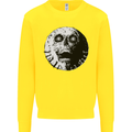 Skull Moon Gothic Halloween Zombie Biker Kids Sweatshirt Jumper Yellow