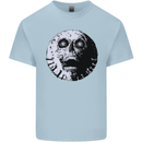 Skull Moon Gothic Halloween Zombie Biker Kids T-Shirt Childrens Light Blue