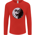 Skull Moon Gothic Halloween Zombie Biker Mens Long Sleeve T-Shirt Red